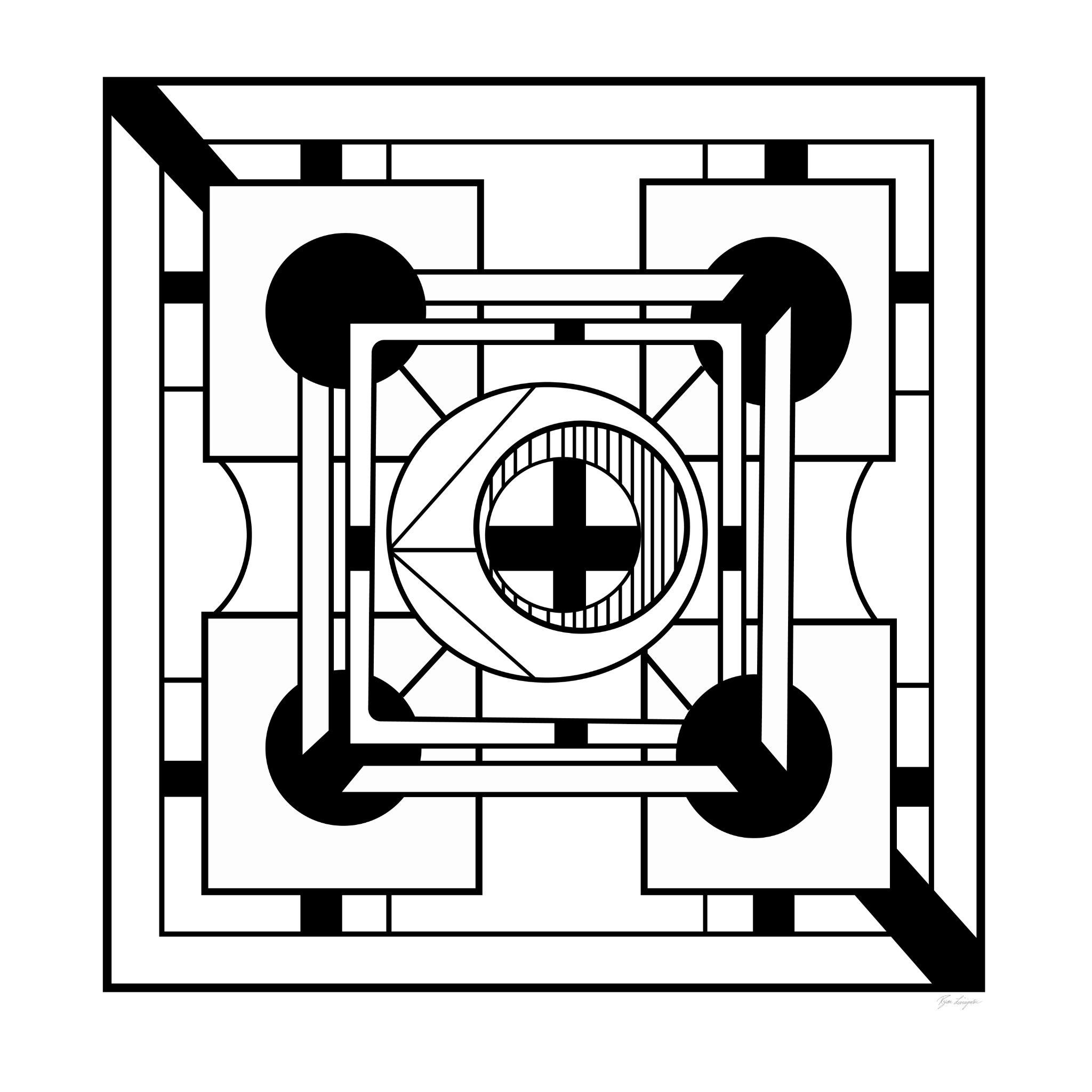 Zazzle Monochrome Geometric Minimalist Abstract Geometric Poster (Front)(1)