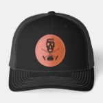 Zazzle Curling Skull & Brooms Leather Patch Trucker Hat (Front)