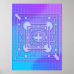 Zazzle Futuristic Neon Vaporwave Abstract Geometric Poster (Front)(1)