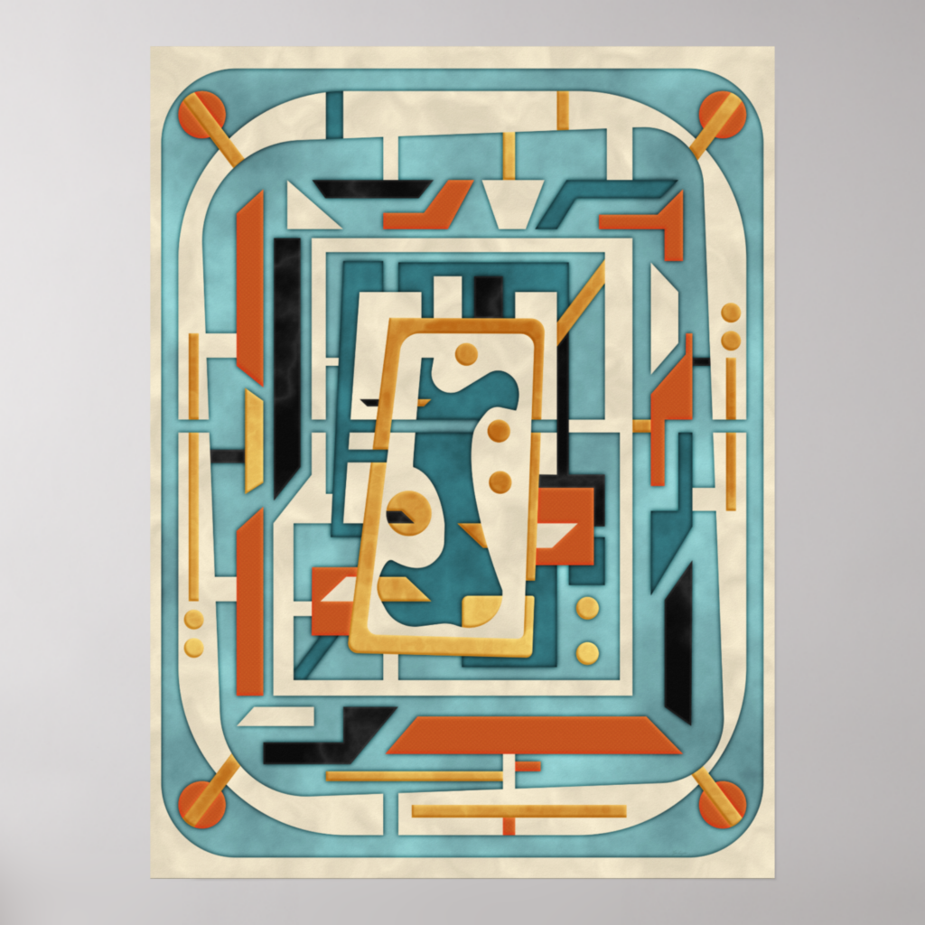 Zazzle Retro Futurist Mid Century Modern Poster (Front)