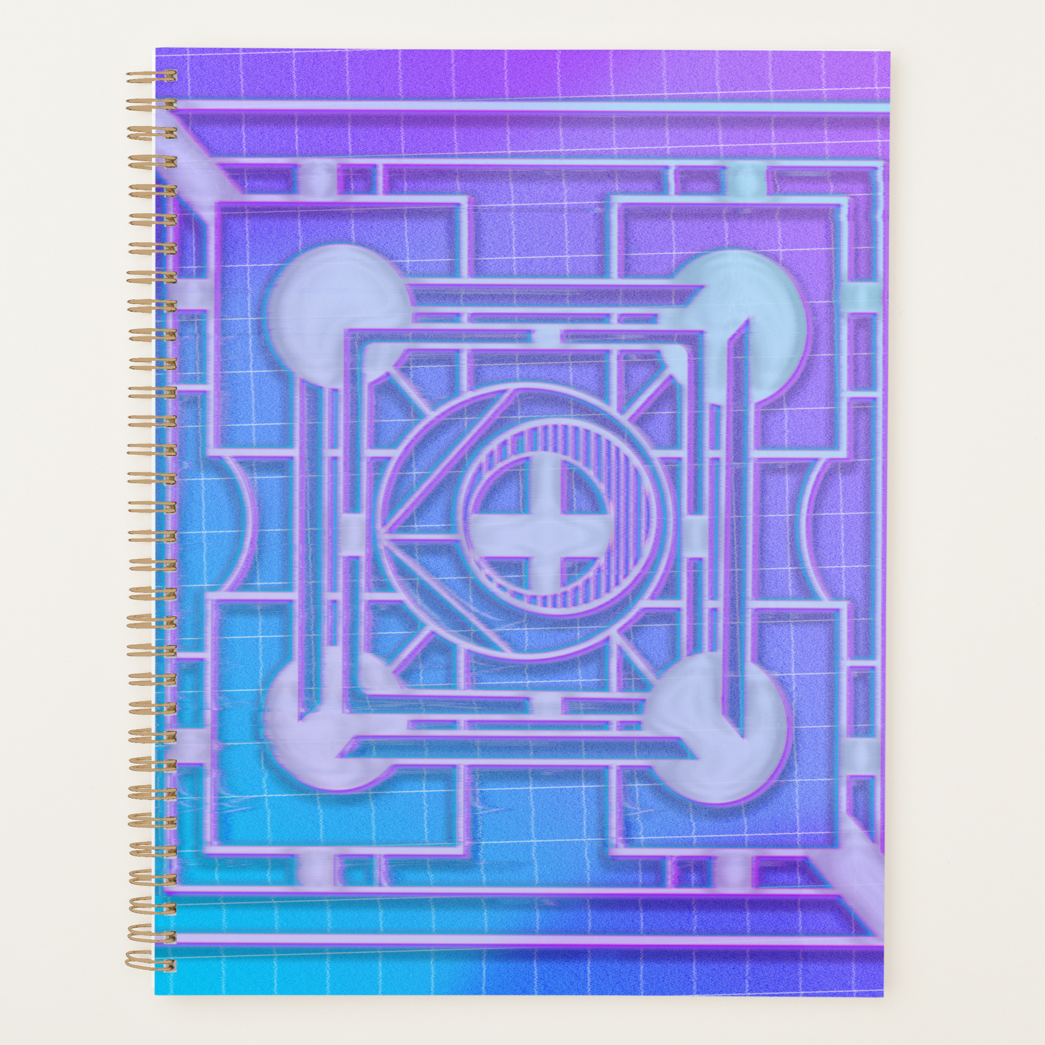 Zazzle Futuristic Neon Vaporwave Abstract Geometric Planner (Front)(1)