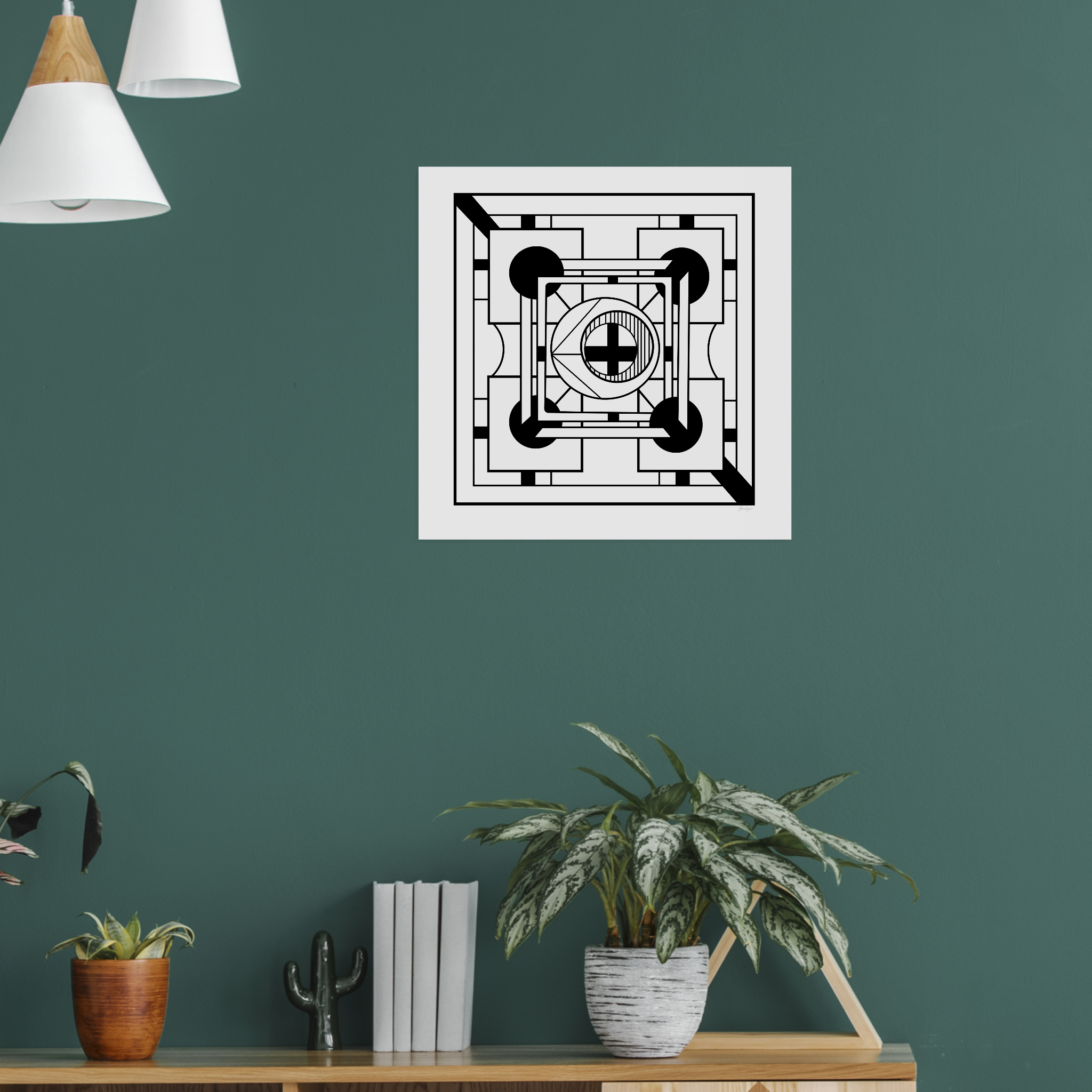 Zazzle Monochrome Geometric Minimalist Abstract Geometric Poster (Living Room 1)